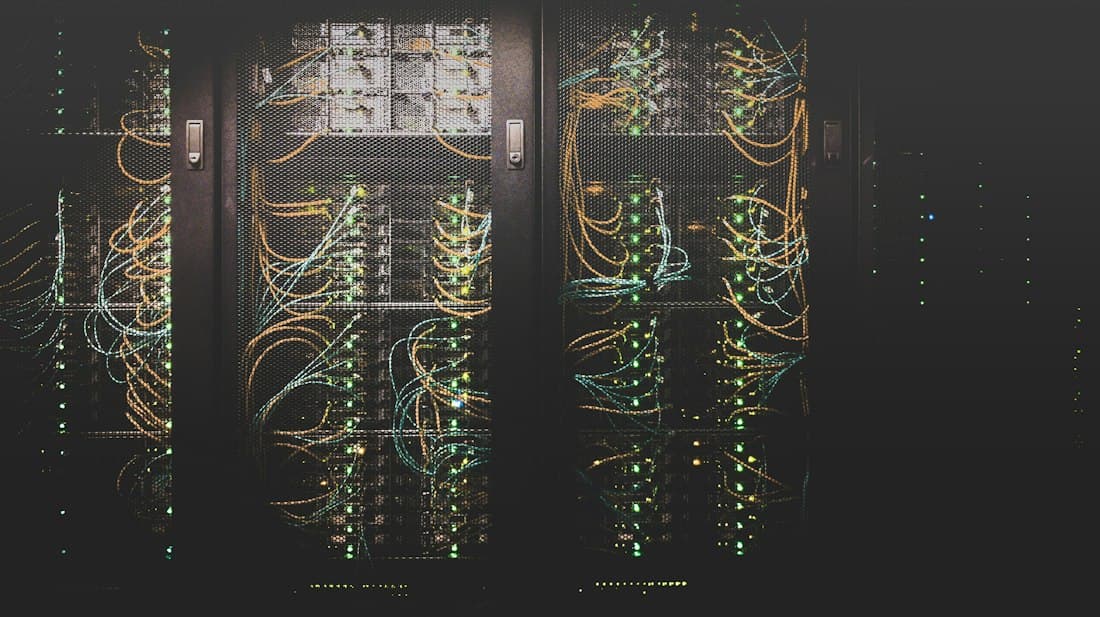 Structured cabling running through a data centre
