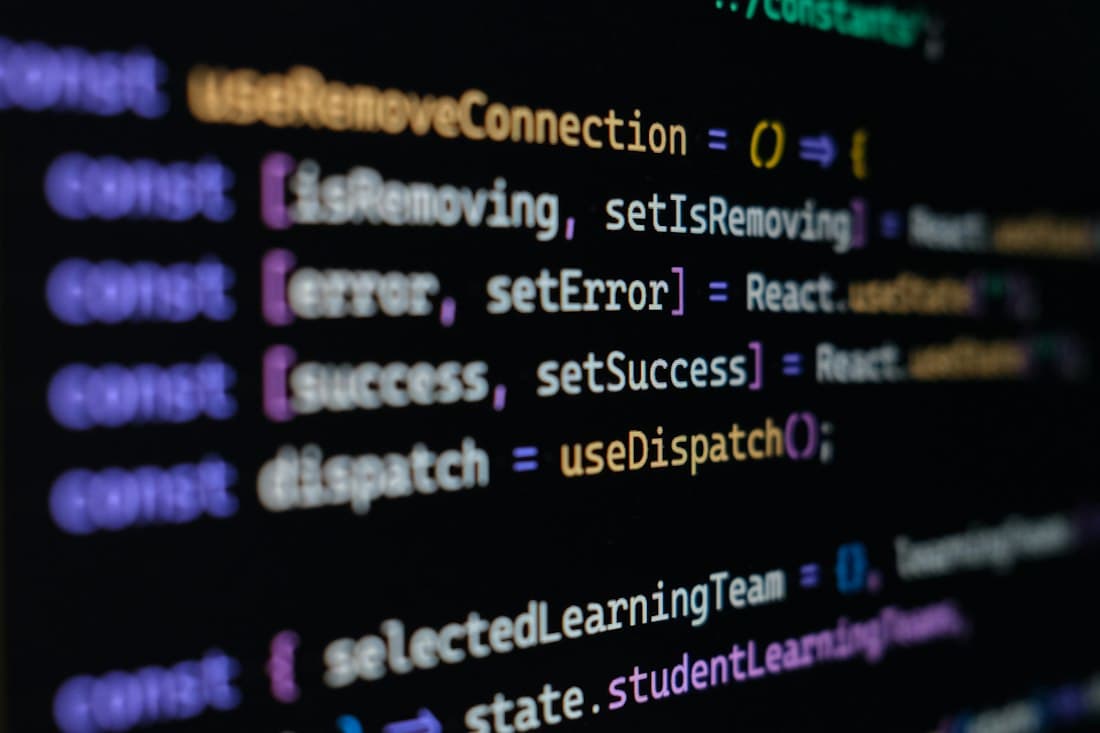 Source code on a dark screen
